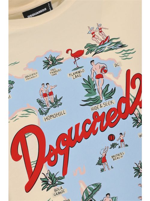 T-shirt Aloha Souvenir Loose Fit in cotone con stampa DSQUARED2 | S71GD1643 D20020103